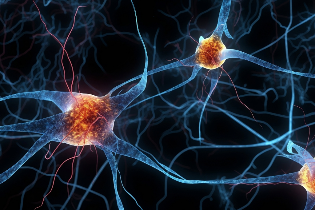 Neurons on black background - potential new Lewy body dementia treatment